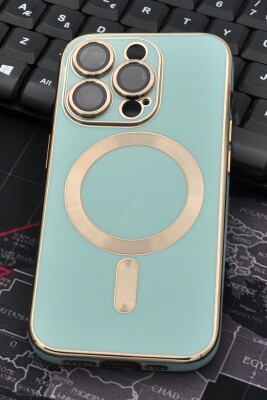 iPhone 14 Pro Uyumlu MagSafe Özellikli Lens Korumalı Lazerli Renkli Kılıf Mint Yeşili - 2