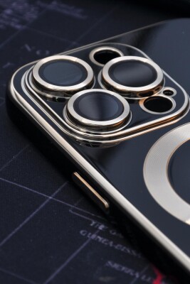 iPhone 14 Pro Uyumlu MagSafe Özellikli Lens Korumalı Lazerli Renkli Kılıf Siyah - 3