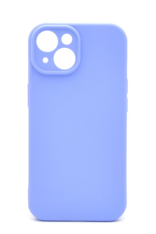 iPhone 14 Uyumlu Düz Renk Esnek Yumuşak Silikon Kılıf Rubber Açık Mor - 1