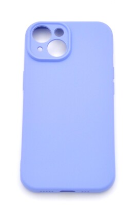 iPhone 14 Uyumlu Düz Renk Esnek Yumuşak Silikon Kılıf Rubber Açık Mor - 2