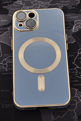 iPhone 14 Uyumlu MagSafe Özellikli Lens Korumalı Renkli Kılıf Mavi - 2
