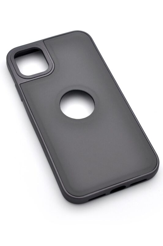 iPhone 15 Pro Max Uyumlu Deri Görünümlü Sert Kapak Kılıf Gri - 2