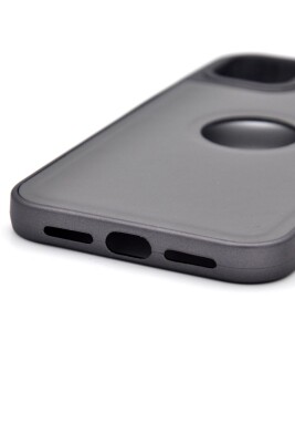 iPhone 15 Pro Max Uyumlu Deri Görünümlü Sert Kapak Kılıf Gri - 5