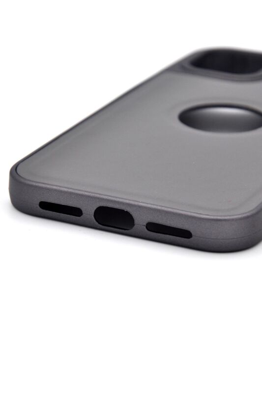 iPhone 15 Pro Max Uyumlu Deri Görünümlü Sert Kapak Kılıf Gri - 5
