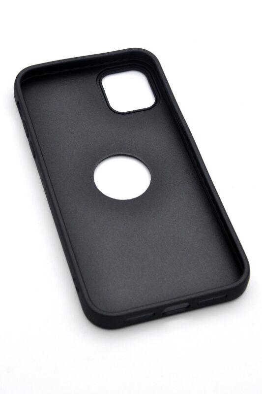 iPhone 15 Pro Max Uyumlu Deri Görünümlü Sert Kapak Kılıf Siyah - 6