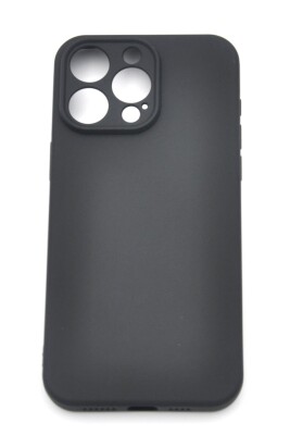 iPhone 15 Pro Max Uyumlu Düz Renk Esnek Yumuşak Silikon Kılıf Rubber Siyah - 2