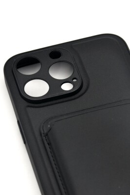 iPhone 15 Pro Max Uyumlu Manyetik Özellikli Kredi Kartlıklı Deri Kılıf Siyah - 4
