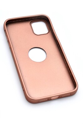 iPhone 15 Pro Uyumlu Deri Görünümlü Sert Kapak Kılıf Taba Kum Beji - 6