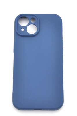 iPhone 15 Uyumlu Düz Renk Esnek Yumuşak Silikon Kılıf Rubber İndigo Mavi - 2