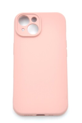 iPhone 15 Uyumlu Düz Renk Esnek Yumuşak Silikon Kılıf Rubber Pembe - 2
