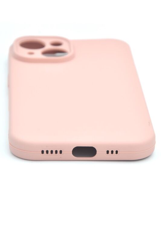 iPhone 15 Uyumlu Düz Renk Esnek Yumuşak Silikon Kılıf Rubber Pembe - 4