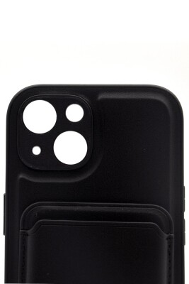 iPhone 15 Uyumlu Manyetik Özellikli Kredi Kartlıklı Deri Kılıf Siyah - 9