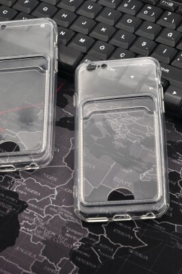 iPhone 6 Uyumlu Kredi Kartlıklı Şeffaf Kılıf Kamera Korumalı - 4