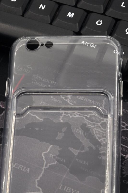 iPhone 6 Uyumlu Kredi Kartlıklı Şeffaf Kılıf Kamera Korumalı - 3