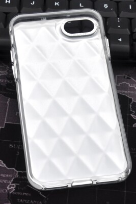 iPhone 7 / 8 Uyumlu Baklava Desenli Pırlanta Taşlı Sert Kapak Kılıf Beyaz - 6