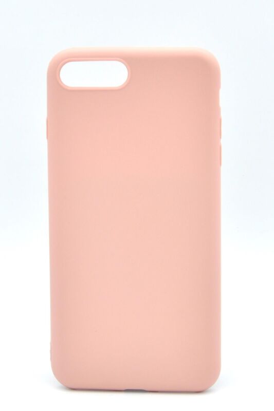 iPhone 7 Plus / 8 Plus Uyumlu Düz Renk Esnek Yumuşak Silikon Kılıf Rubber Pembe - 1