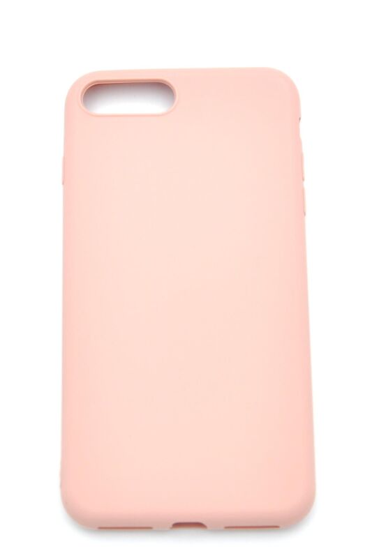 iPhone 7 Plus / 8 Plus Uyumlu Düz Renk Esnek Yumuşak Silikon Kılıf Rubber Pembe - 2