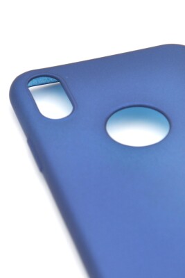 iPhone X Uyumlu Düz Renk Esnek Yumuşak Silikon Kılıf Rubber Lacivert - 2