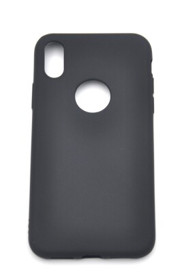 iPhone X Uyumlu Düz Renk Esnek Yumuşak Silikon Kılıf Rubber Siyah - 1
