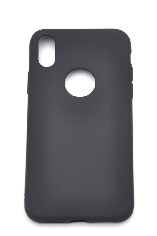iPhone X Uyumlu Düz Renk Esnek Yumuşak Silikon Kılıf Rubber Siyah - 1