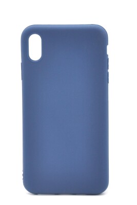 iPhone XS Max Uyumlu Düz Renk Esnek Yumuşak Silikon Kılıf Rubber İndigo Mavi 