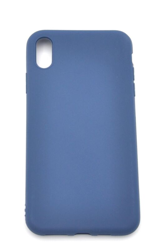 iPhone XS Max Uyumlu Düz Renk Esnek Yumuşak Silikon Kılıf Rubber İndigo Mavi - 2
