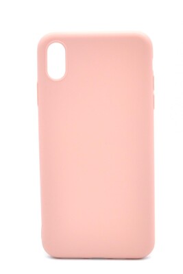 iPhone XS Max Uyumlu Düz Renk Esnek Yumuşak Silikon Kılıf Rubber Pudra Pembe - 1