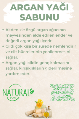 Kabak Lifli El Yapımı Doğal Argan Yağı Sabunu 120 G x 3 Adet - 4