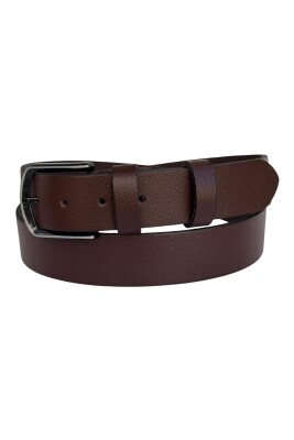 Kahverengi Büyük Beden Hakiki Deri 4 cm. Tokalı Düz Model Erkek Kemer - 409-Battal - 2