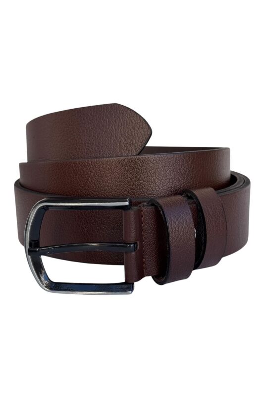 Kahverengi Büyük Beden Hakiki Deri 4 cm. Tokalı Düz Model Erkek Kemer - 409-Battal - 4