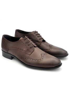 Kahverengi Hakik Deri Bağcıklı Klasik Erkek Ayakkabı - 1
