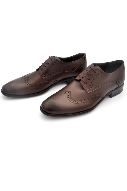 Kahverengi Hakik Deri Bağcıklı Klasik Erkek Ayakkabı - 4