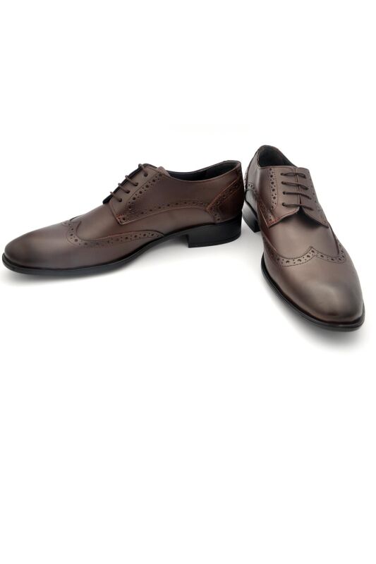 Kahverengi Hakik Deri Bağcıklı Klasik Erkek Ayakkabı - 5