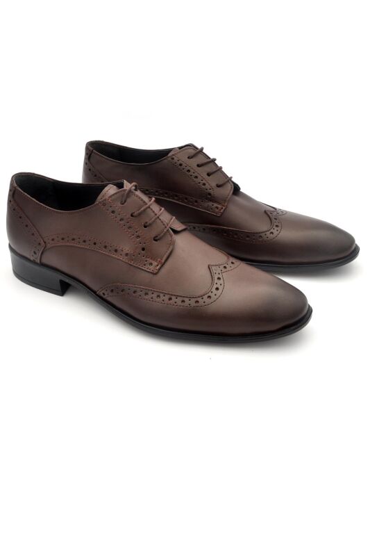 Kahverengi Hakik Deri Bağcıklı Klasik Erkek Ayakkabı - 7