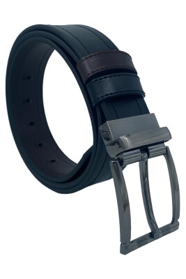 Kahverengi / Siyah Çift Taraflı Suni Deri 4 cm.lik Spor Kemer - 7110-29 - 7