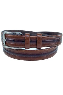 Kahverengi Suni Deri Desenli Model 3.5 cm.lik Klasik Kemer - 8013-52 - 2