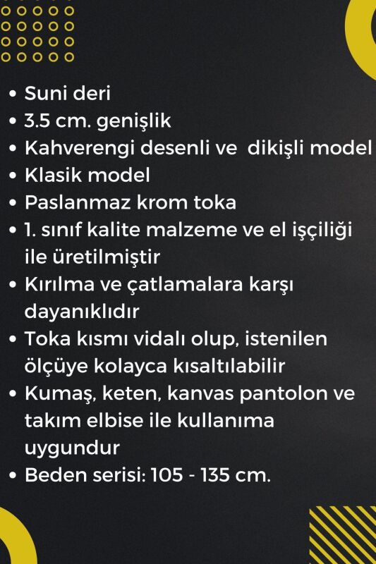 Kahverengi Suni Deri Desenli Model 3.5 cm.lik Klasik Kemer - 8013-52 - 7