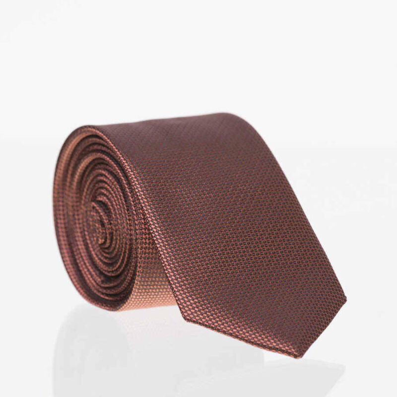 Kiremit Slim Fit Düz Renk Dokuma Kravat / DDK-04 - 1