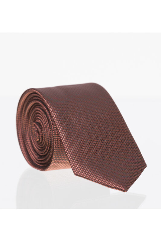 Kiremit Slim Fit Düz Renk Dokuma Kravat / DDK-04 - 1