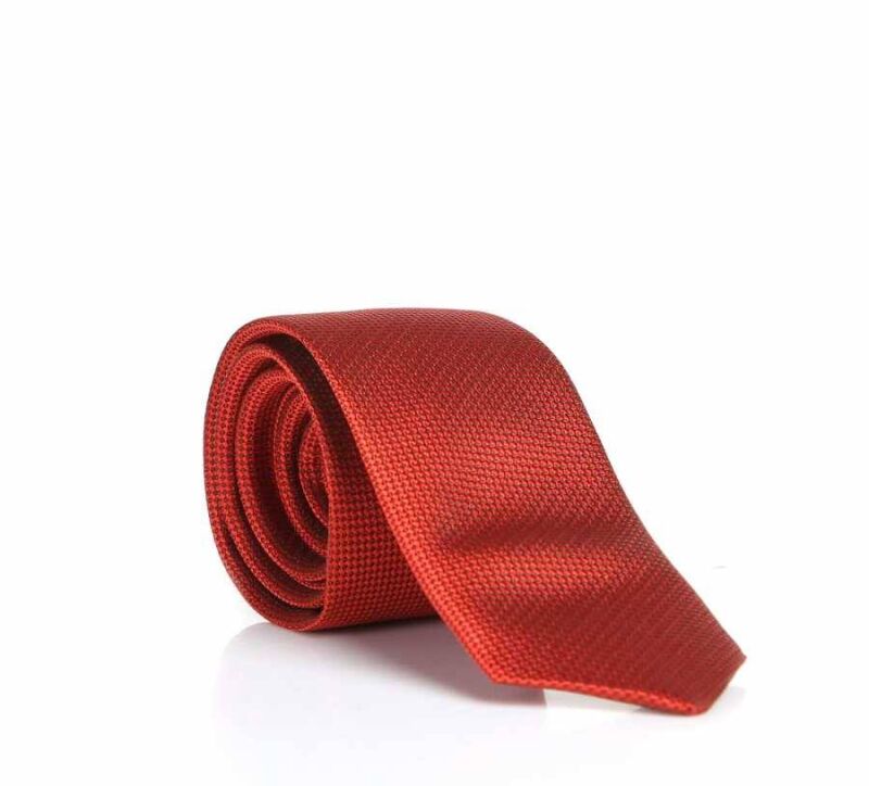 Kırmızı Slim Fit Düz Renk Dokuma Kravat / DDK-20 - 1