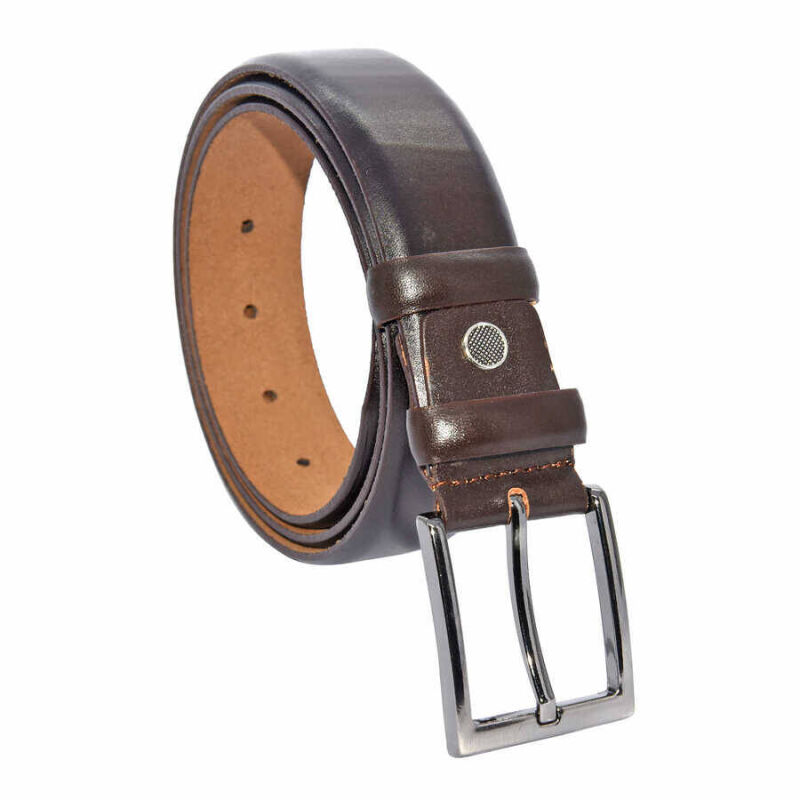 Koyu Kahve Hakiki Deri Düz Renk 3.5 cm.lik Klasik Kemer - 209-Düz - 1