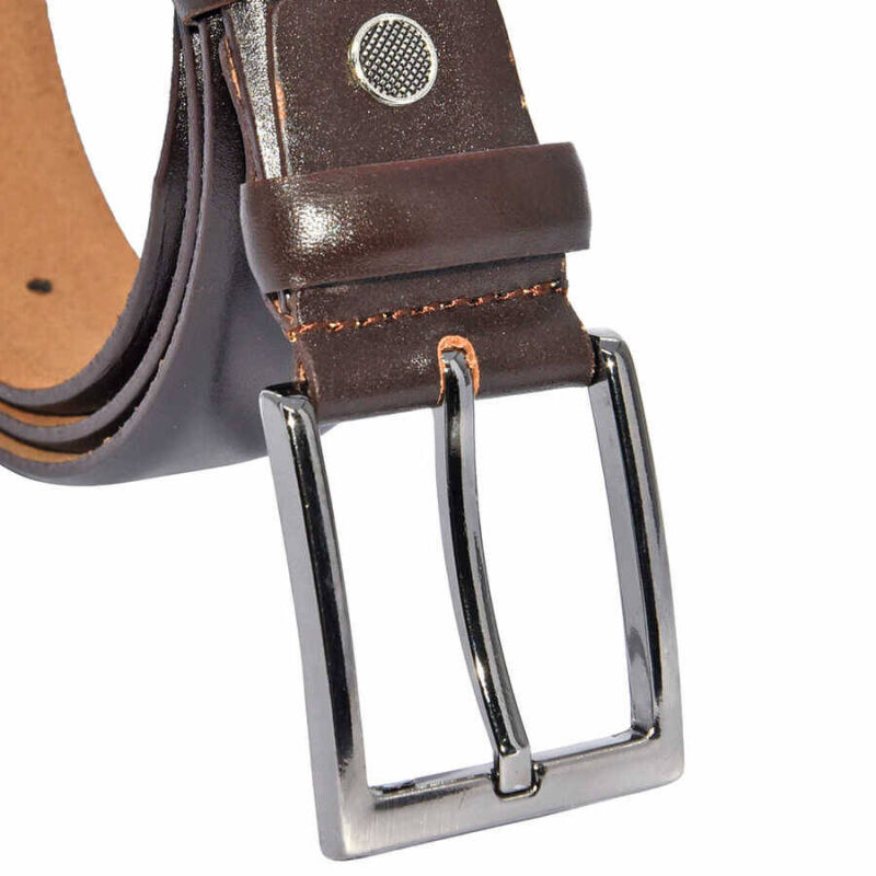 Koyu Kahve Hakiki Deri Düz Renk 3.5 cm.lik Klasik Kemer - 209-Düz - 3
