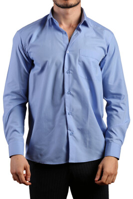 Koyu Mavi Rahat Kesim Cepli Uzun Kol Regular Fit Erkek Gömlek - 150-23 