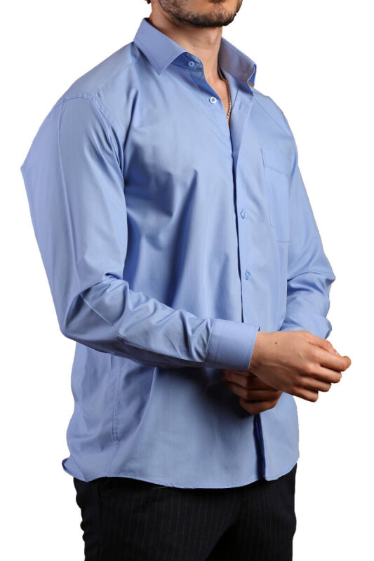 Koyu Mavi Rahat Kesim Cepli Uzun Kol Regular Fit Erkek Gömlek - 150-23 - 3