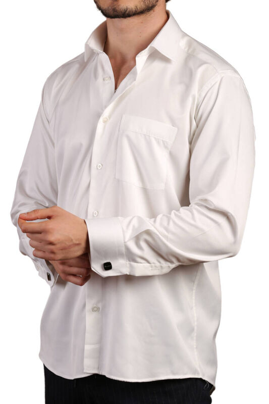 Krem Büyük Beden Rahat Kesim Micro Kumaş Kol Düğmeli Regular Fit Erkek Gömlek - 190-10 - 2