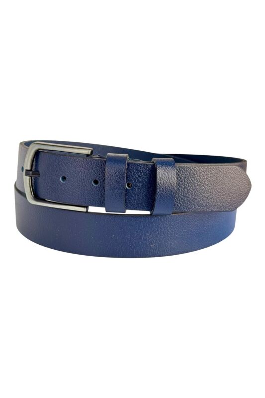 Lacivert Büyük Beden Hakiki Deri 4 cm. Tokalı Düz Model Erkek Kemer - 405-Battal - 2