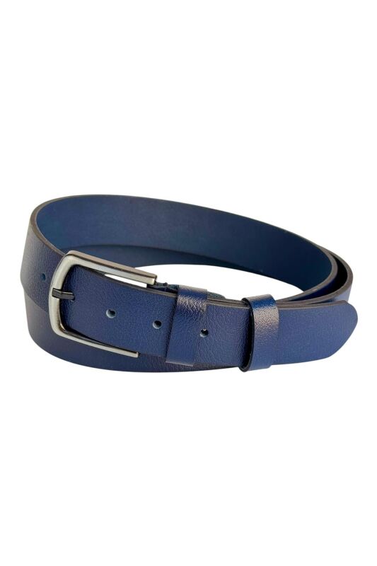 Lacivert Büyük Beden Hakiki Deri 4 cm. Tokalı Düz Model Erkek Kemer - 405-Battal - 3