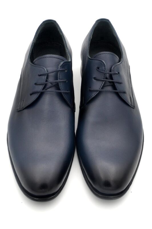 Lacivert Düz Model Hakik Deri Bağcıklı Klasik Erkek Ayakkabı - 2