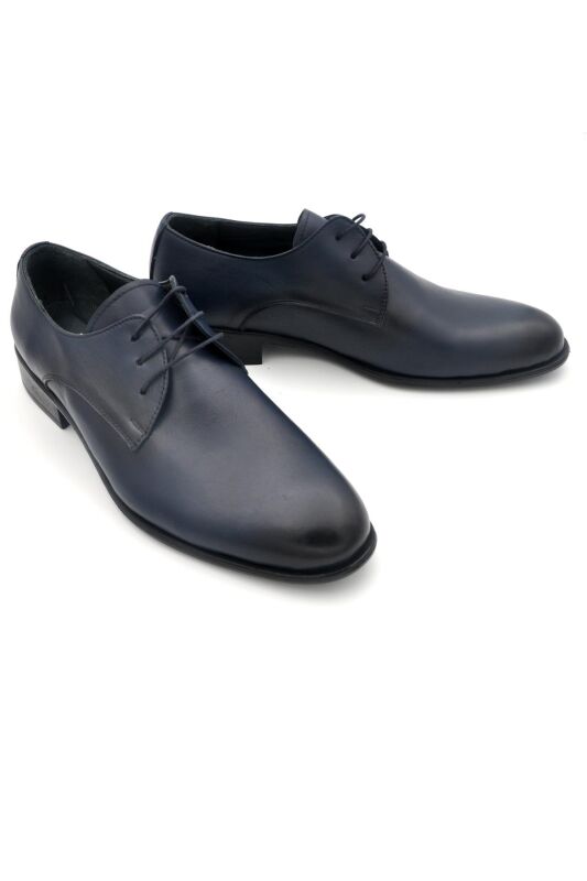 Lacivert Düz Model Hakik Deri Bağcıklı Klasik Erkek Ayakkabı - 4