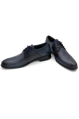 Lacivert Düz Model Hakik Deri Bağcıklı Klasik Erkek Ayakkabı - 5
